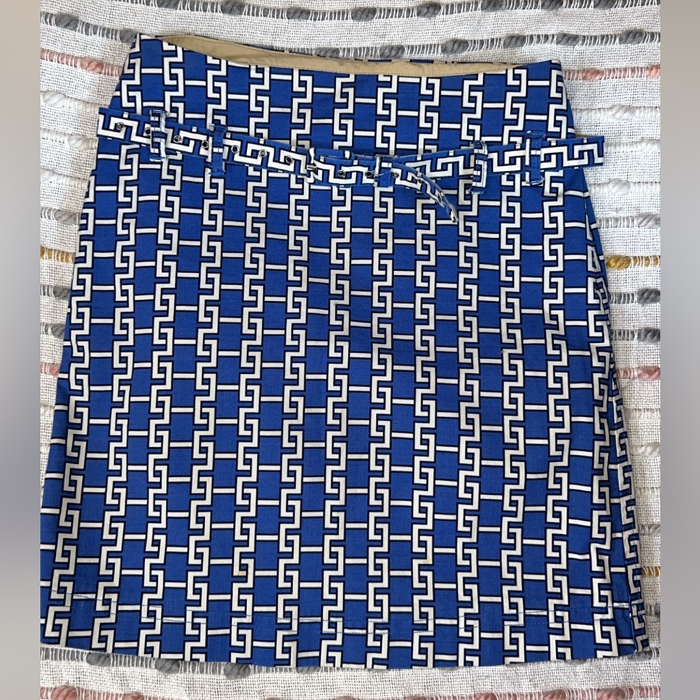 Tommy Hilfiger Blue and White Patterned Pencil Skirt